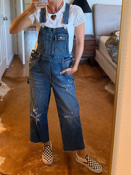 Pilcro Denim - Pilcro The Lex Overall Distressed Blue Denim Women's Overalls